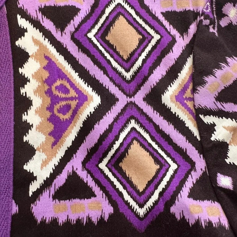 Tory Burch Purple Ikat Stretch Cotton Tunic Dress 6 Mediterranean Coastal Chic‎